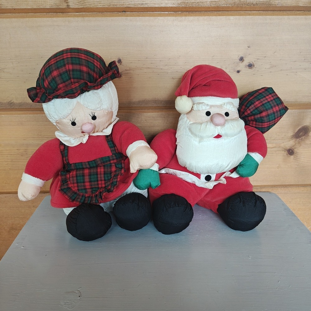 VTG Gibson Greetings 1994 Santa & Mrs Claus Plush Doll Nylon 11"-12" E52‎